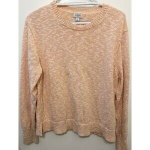J Crew Women Long Sleeve Crewneck Knit Beach Sweater Size Large Peach